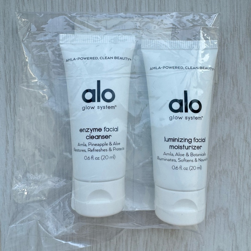 Alo Glow System Enzyme Facial Cleanser & Facial Moisturizer Travel Size Duo NWT